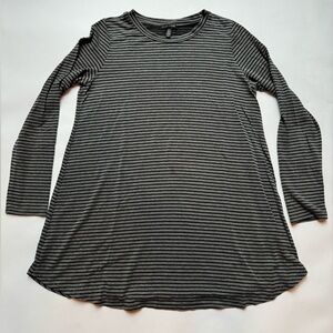 Eileen Fisher Womens Fine Jersey Crew Neck Long Top Medium Striped Tunic LS